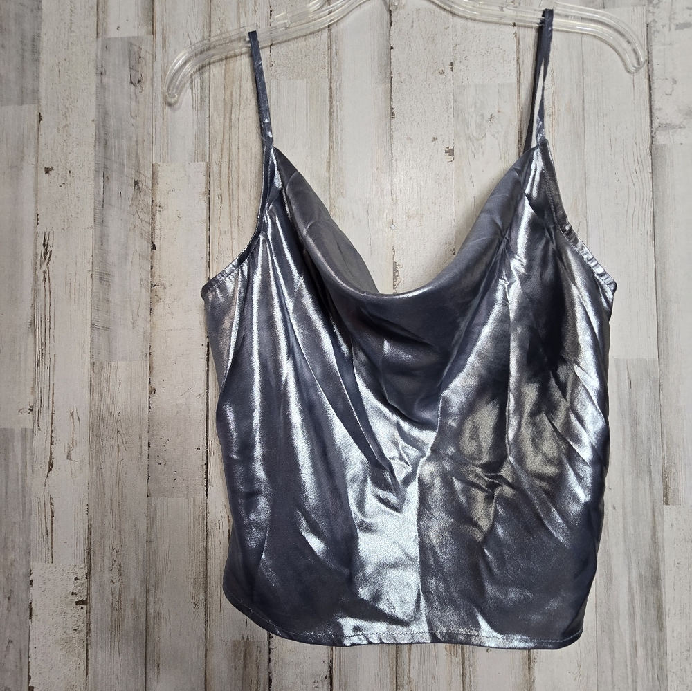 Free People Intimately XS Blue Grey Metallic Shimmer Cami Rave Fairy Whimsygoth - Picture 3 of 5